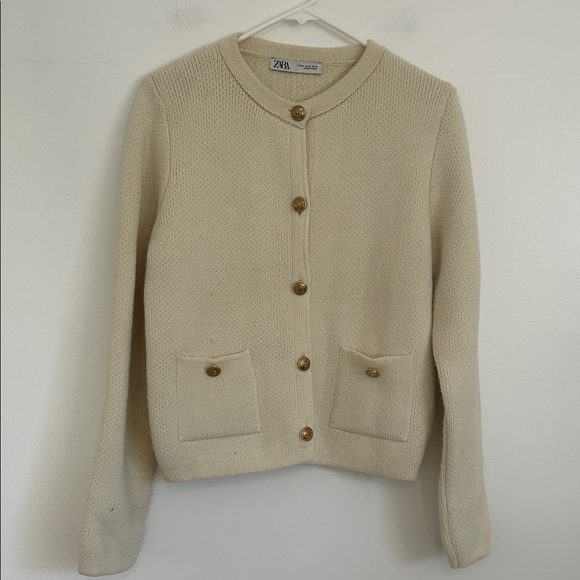 Zara Sweaters - Zara Beige Button-Up Women's Cardigan